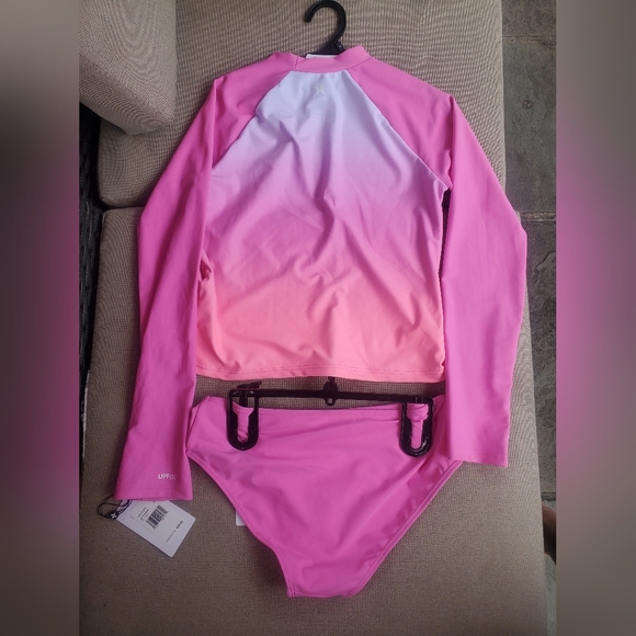 *NWT* Hurley Girl 2pc Swim Set With Long Sleeve Rush Guard - Picture 2 of 5